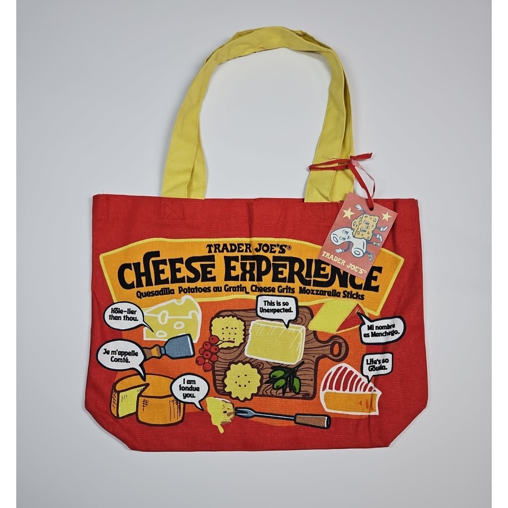 Trader Joe's Cheese Experience Reusable Cotton Shopping Tote‎ Bag NWT